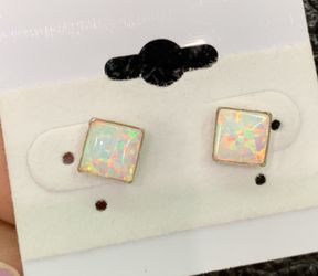 White opal silver studs