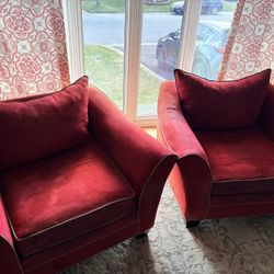 2  - Red Oversized Club Chairs
