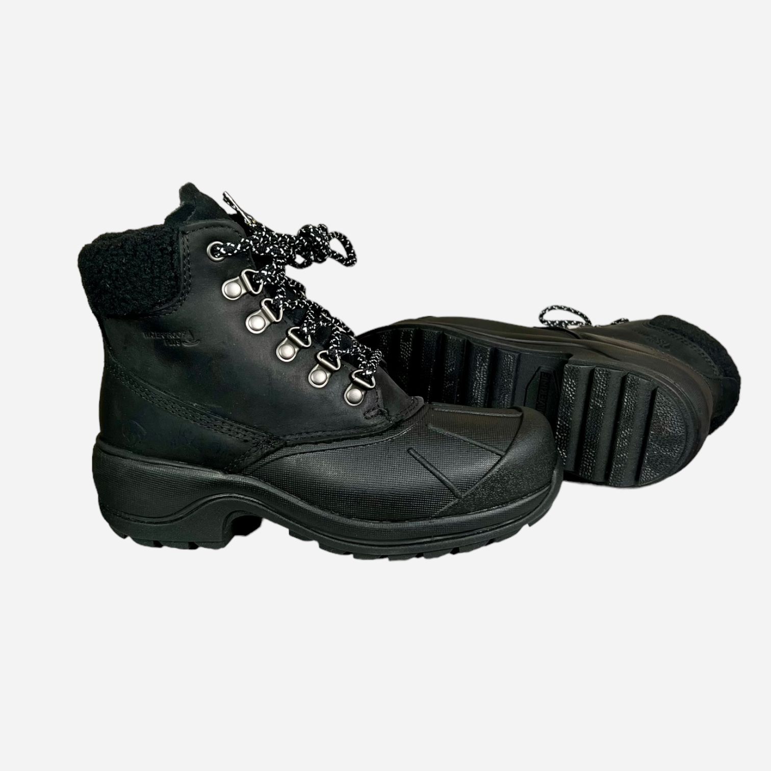 Wolverine Women’s Waterproof Black Leather Black Fur Frost Winter Snow Boot 5.5