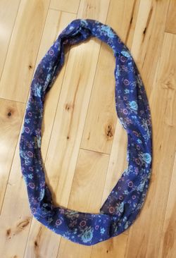 Girls Blue Floral Fashion Infinity Scarf (OS)