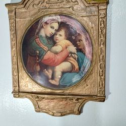 ANTIQUE RELIGIOUS ART BY RAPHAEL - MADONNA OF THE CHAIR - 14"×10" - EB