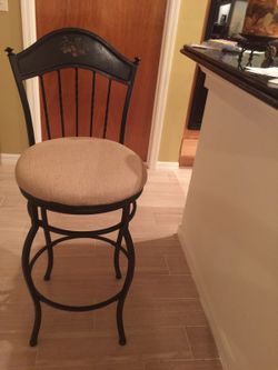 Heavy wrought iron bar stools 3 each in perfect condition