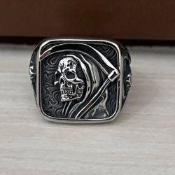 Stainless Steel Grim Reaper Rings 