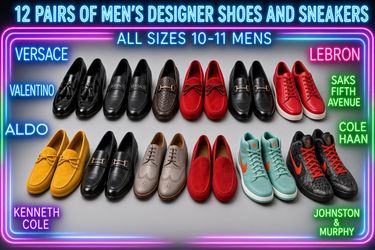 ONLY $250 for 12 PAIRS of MENS’s Shoes & Sneakers i.e. Versace, Valentino, LeBron James, etc.