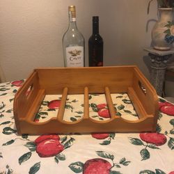 Vintage Wood Wine Holder Boho Chic Mid Century 