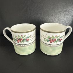 Fitz & Floyd Winter Holiday Pair of Coffee/Tea/Cocoa Cup/Mugs Fitz & Floyd 1999 (MCMXCIX)