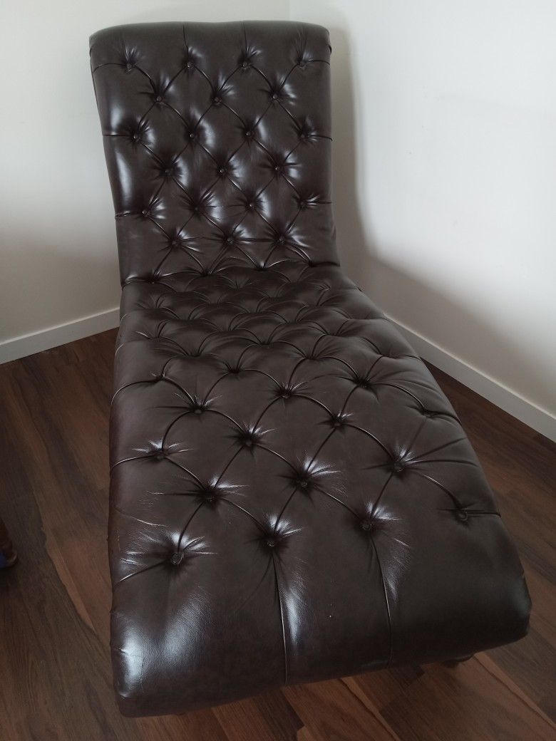 Brown Leather Chaise