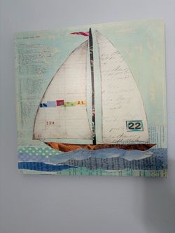 Sailboat Mixed Media Collage Art Print