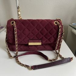 Michael Kors Plum Quilted Suede Large Chain Shoulder Bag