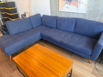 Living Spaces Ginger Denim 2-Piece Sectional Sofa w/ Chaise – $250