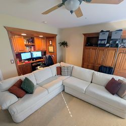 Light Beige Sectional with Throw Pillows