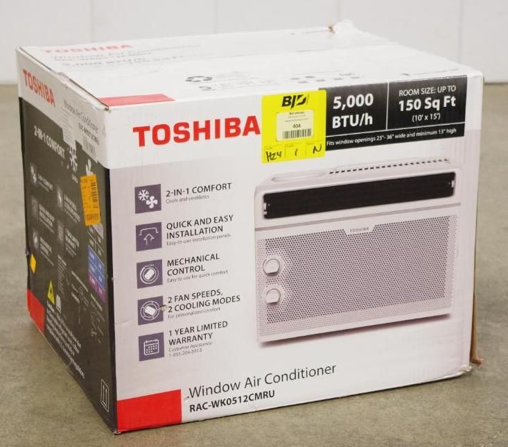 TOSHIBA 5,000 BTU 115V Window Air Conditioner, Cools 150 sq. ft., White, Unused