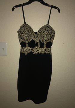 Black and gold tight dress