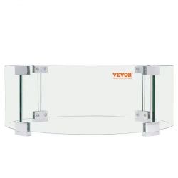 145# Fire Pit Wind Guard, 17 x 6.7 inch Round Glass Flame Shield, 0.24-Inch Thick Fire Table Accessory, Clear Tempered Glass Flame Guard for Propane, 