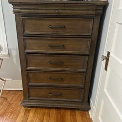 Dark Wood Dresser and Tall Chest Set