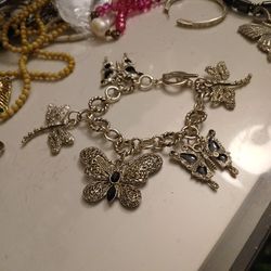 Butter Fly Bracelet  And Necklace And Silverbutterfly