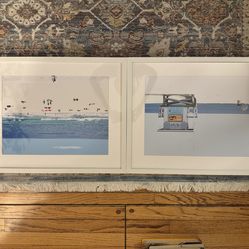 Framed LA Beach Photos (2) - 21in x 17in