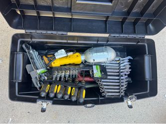 Plastic box with different tools