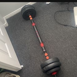 75lb Total Barbell Set Up With Ab/ Lat Roller 