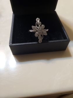 Silver Floral Cluster Statement Ring