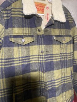 Levi’s Levis Mens Trucker Large Sherpa Jacket Plaid Western Jeans Jean XL Extra Large New NWT Large 