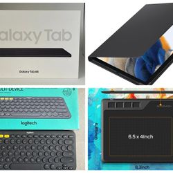 LOW PRICE TODAY ONLY SAMSUNG A8 TABLET, CASE,  WIRELESS KEYBOARD, & GRAPHIC TABLET BUNDLE 