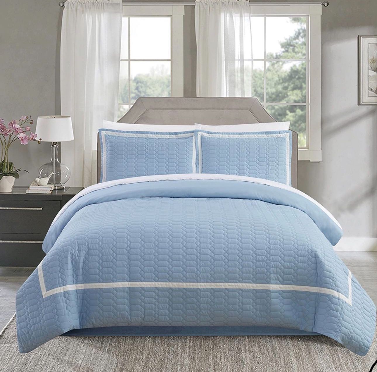 Chic Home Faige 2 Piece Duvet Cover Set Hotel Collection Two Tone Banded Print Z