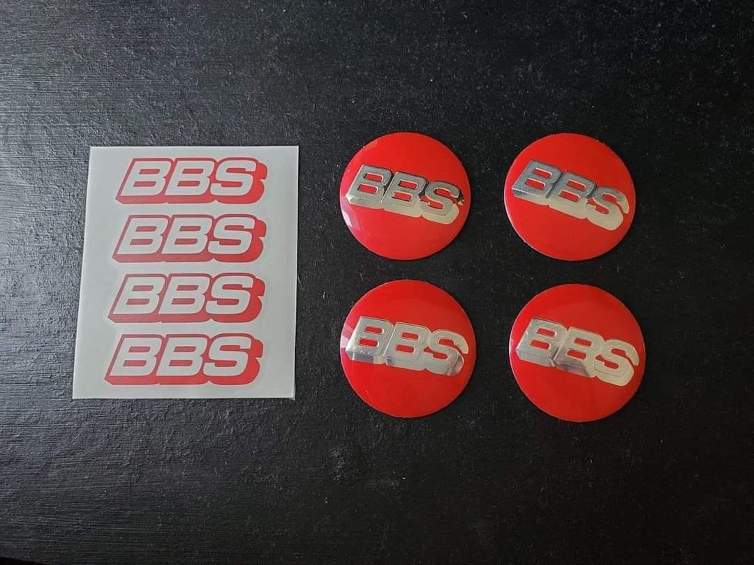 BBS 56MM CENTER CAP INSERTS WITH LIP DECALS NEW