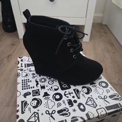 Size 9 Black Boot Wedges/heels