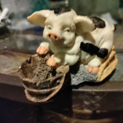 Black And White Pig Figurine 
