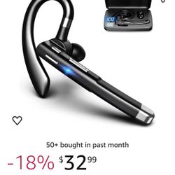 Bluetooth Headset V5.3 • Wireless Earpiece with 1000mAh Charging Case • 96H Talktime • Hands Free Noise Canceling Headphones with Dual-Mic • for Compu