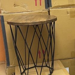 Black Metal & Wood Top End Tables