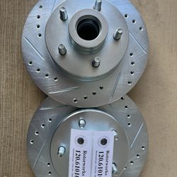 Lincoln Versailles 77-80 Front Drill Slot Rotors Ceramic Brake Pads 