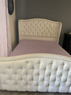 White Queen Tufted Bed With 10 Inch Mattress