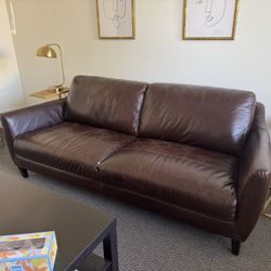 Brown leather couch