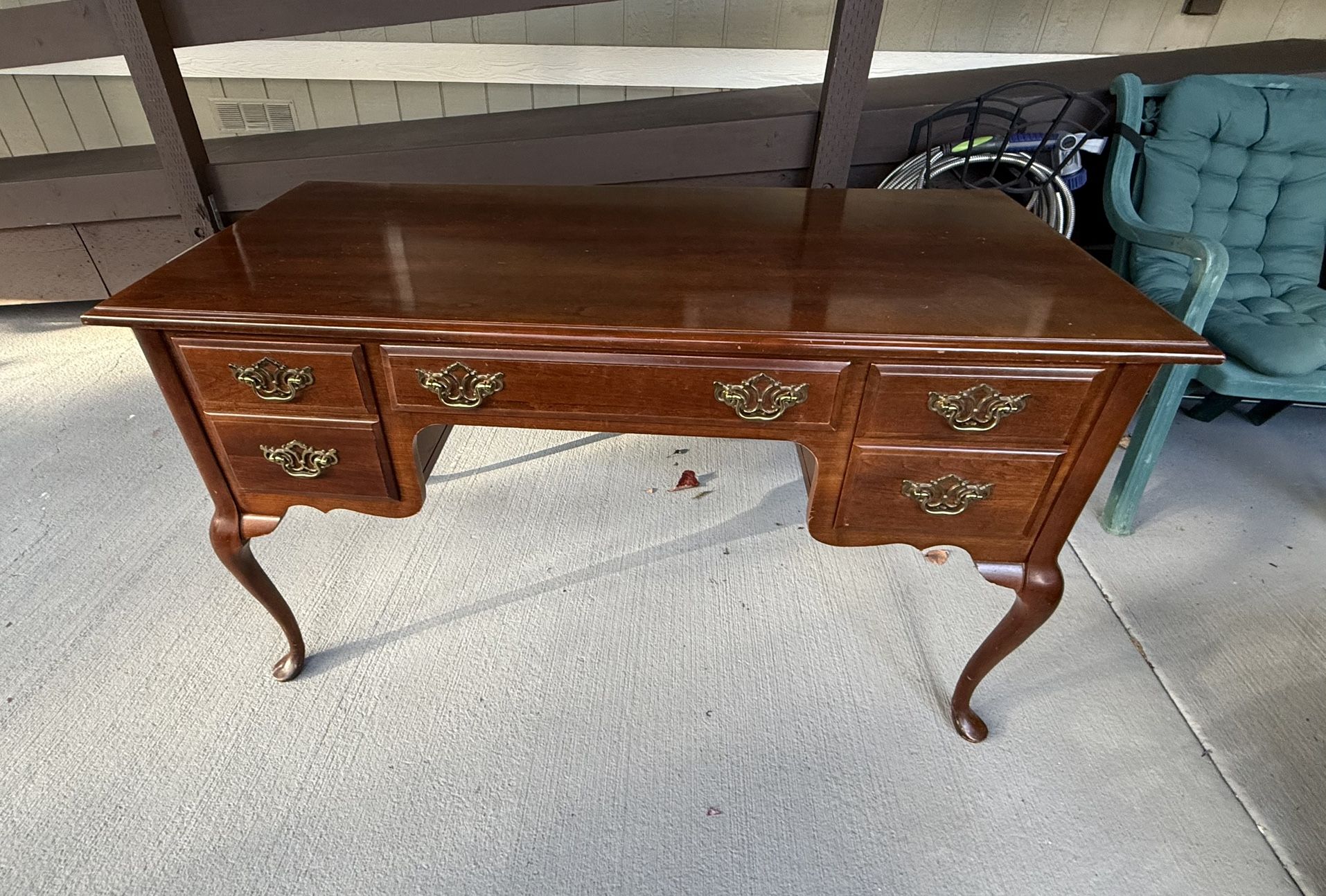 Vintage Bassett Queen Anne Cherry Writing Desk
