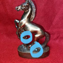 Vintage 6 Inch x 3.75 Inch Copper Plated Alabaster Greek Horse Statue Imported Greece (Read Description) (2 available)