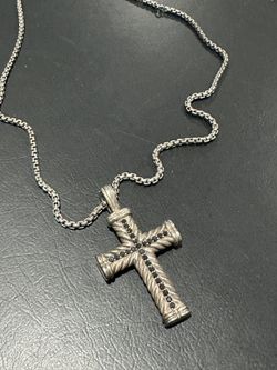 David Yurman Chevron Cross Pendant With Black Diamonds 