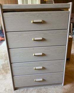 5-Drawer Tall Dresser - Mid-Century Modern White Oak