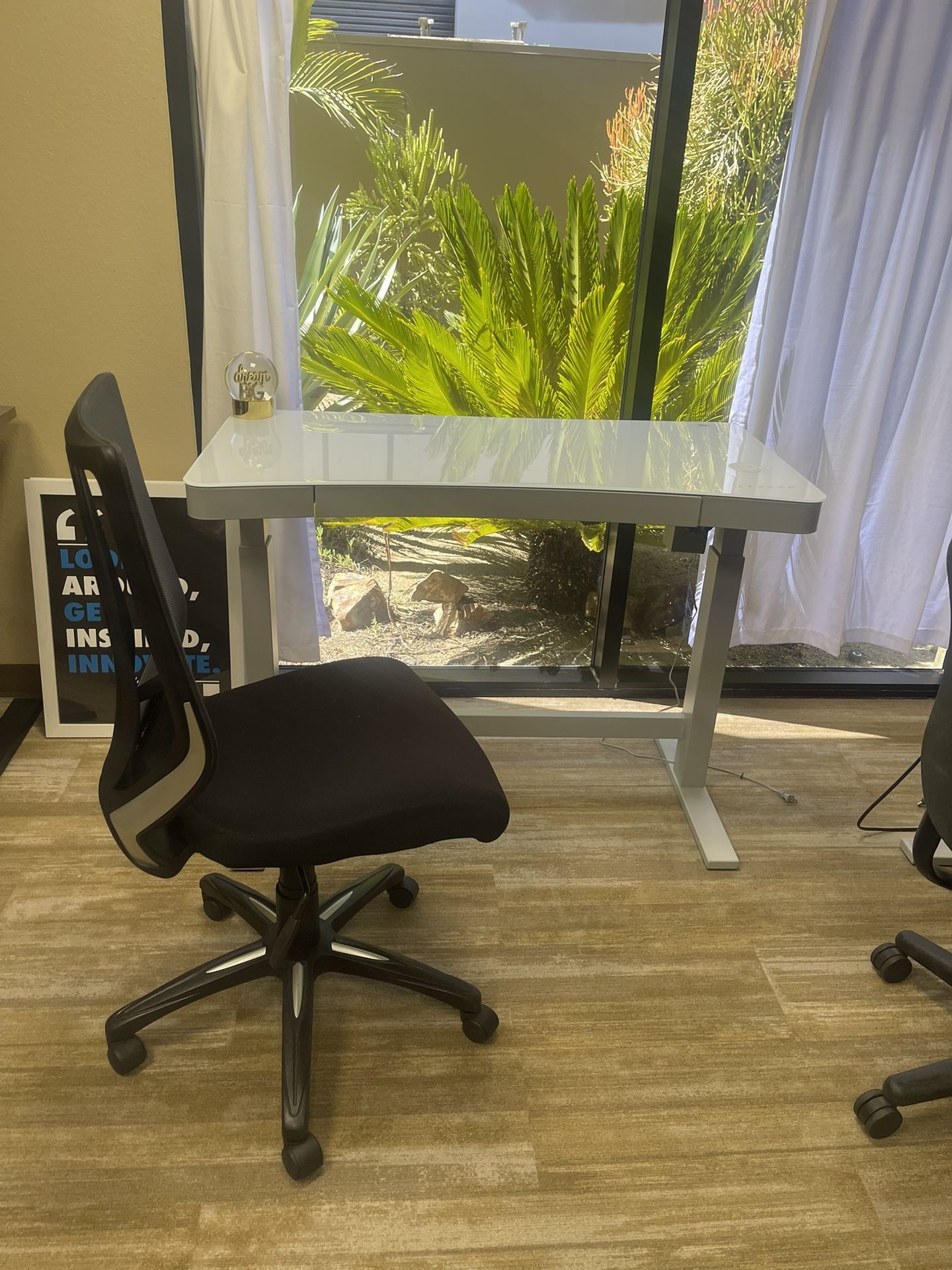 Office Desk (raising Tech Desk) And Chairs
