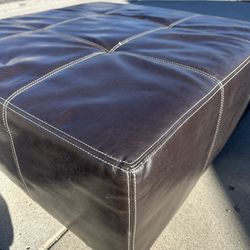 Leather Ottoman - Brown