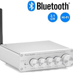 Fosi Audio BT30D-S Bluetooth 5.0 Stereo Audio Receiver Amplifier 2.1 Channel Mini Hi-Fi Class D Integrated Amp 50 Watt X2+100 Watt