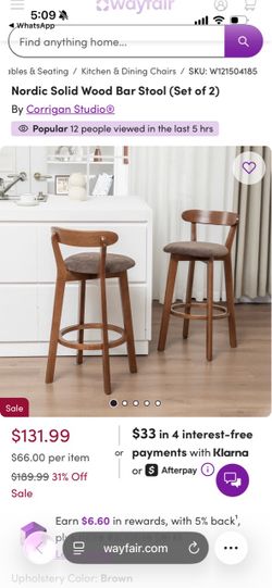 Bar chairs / counter chairs (set of 2)