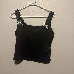 Black tank top with white bows