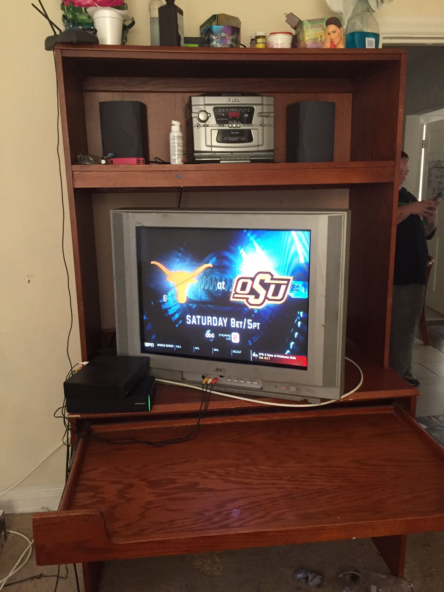 REAL OAK WOOD SHELF WITH DESK