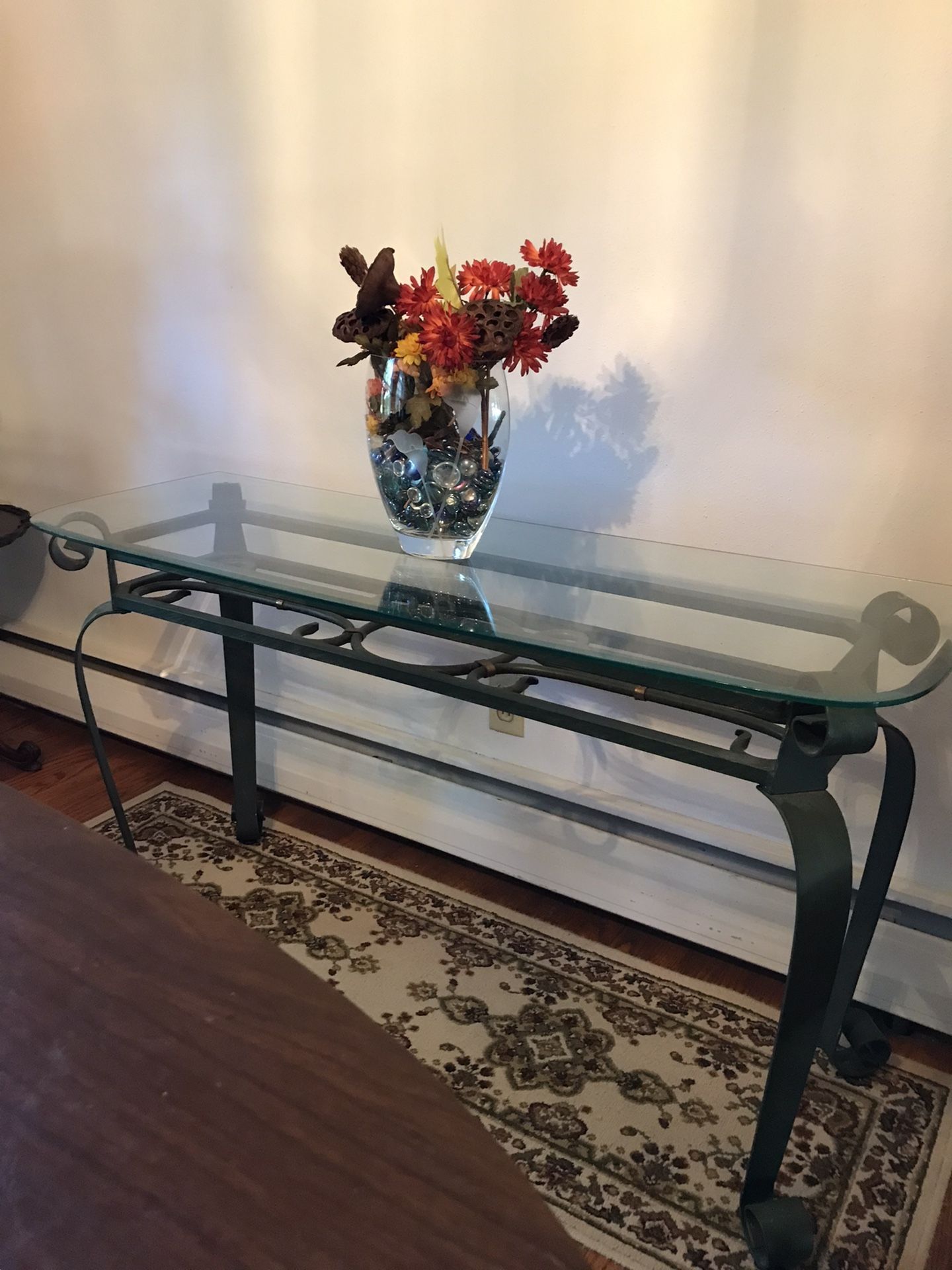 Glass and Metal Library Table