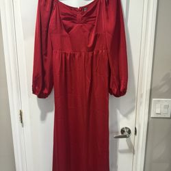 Red Flowy Long Dress