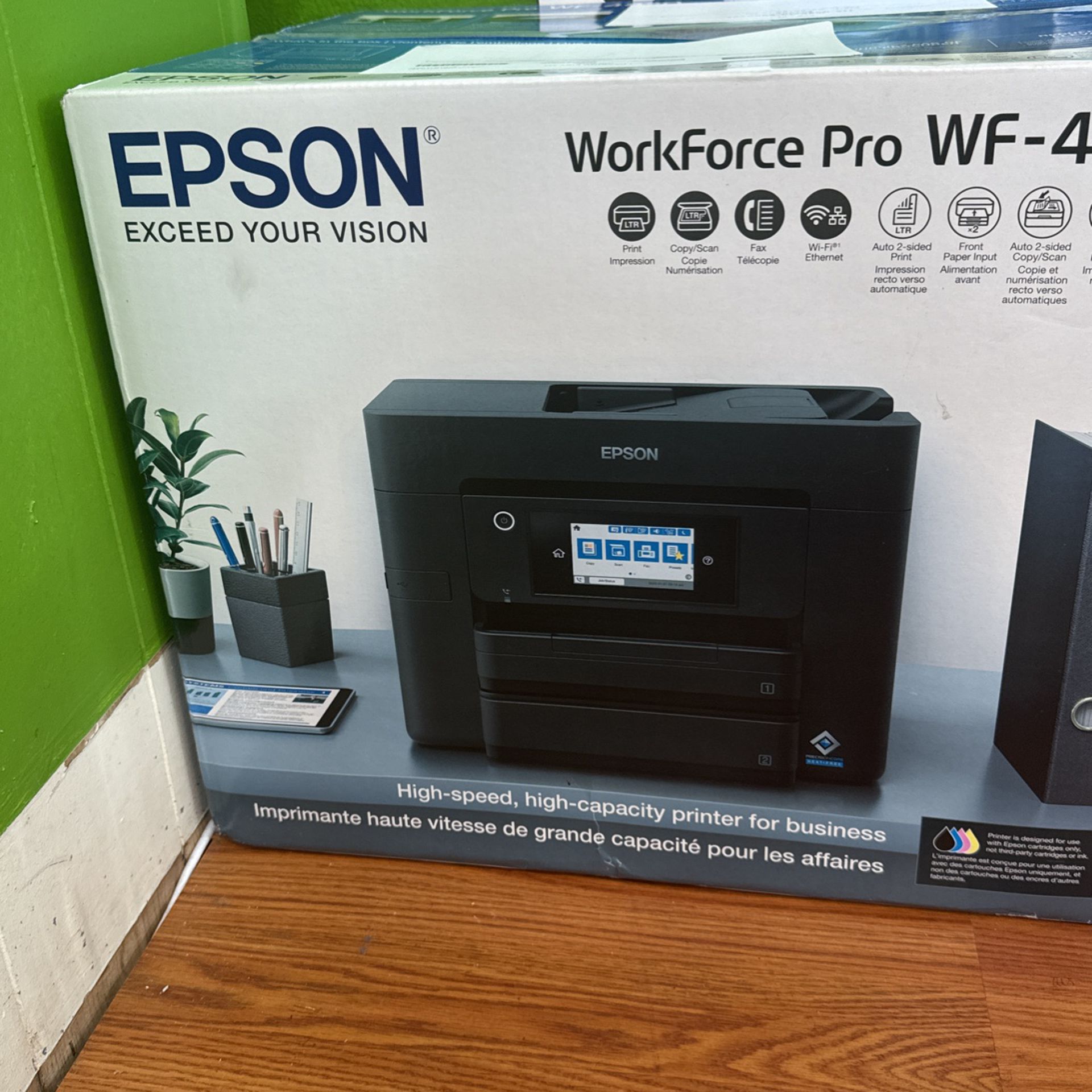 Epson WorkForce Pro WF-4830 Wireless All-in-One Printer with Auto 2-sided Print, Copy, Scan and Fax, 50-page ADF, 500-sheet Paper Capacity, and 4.3" C