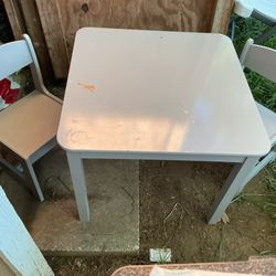 A Nice Grey Set Of A Table And 2 Chairs For Children 