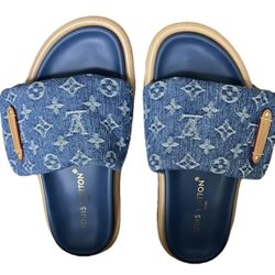 Louis Vuitton Pool Pillow cloth sandal 39EU Blue Cloth